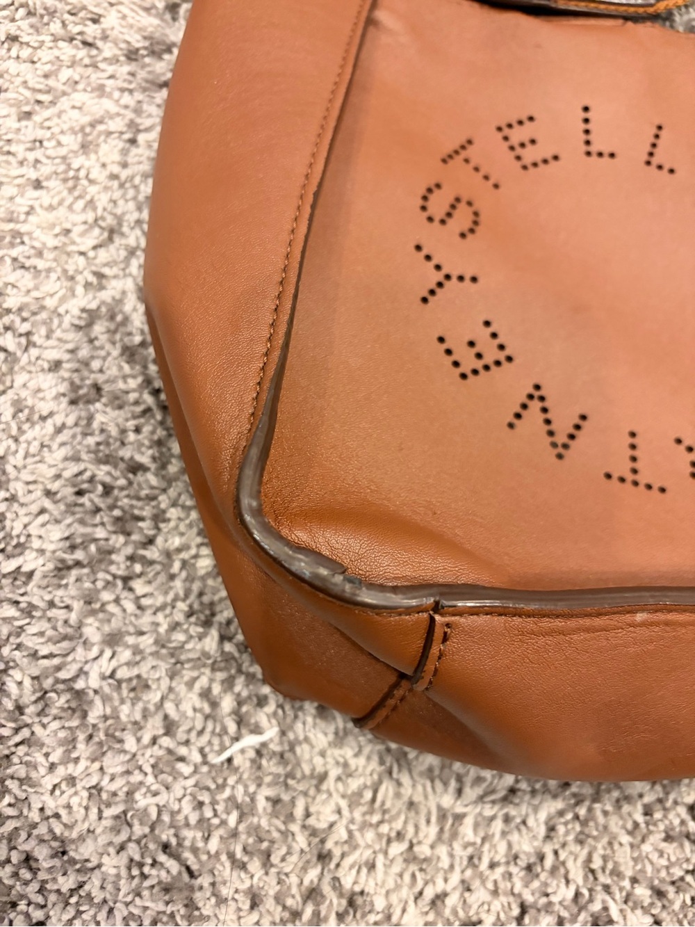 Stella McCartney Brown Faux-Leather Crossbody with Branded Jacquard Strap - Picture 5 of 14